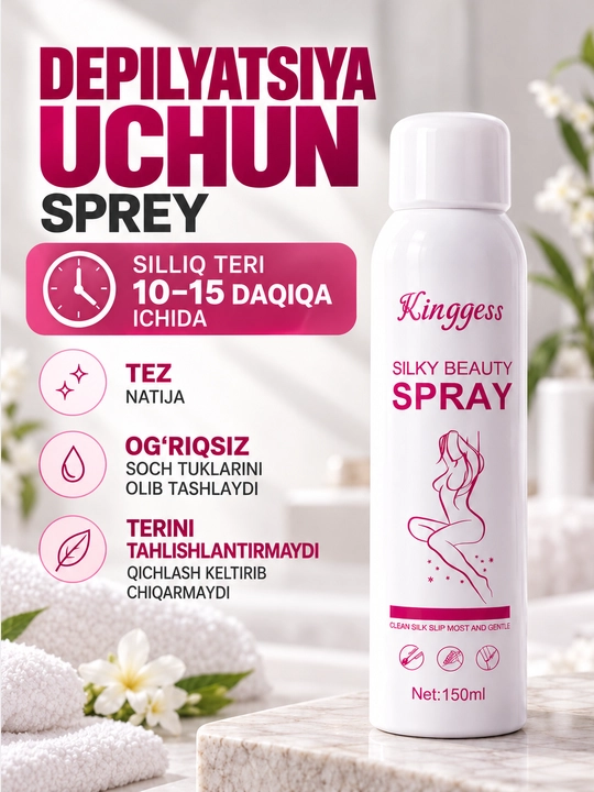 Og'riqsiz tuklarni olish uchun sprey, tez depilatsiya vositasi, 150 ml - 