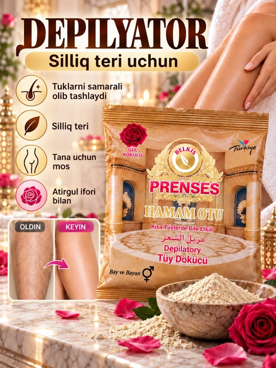Prenses Hamam Otu depilyatsiya kukuni, Hurrem kukuni - depilyatsiya uchun kukun