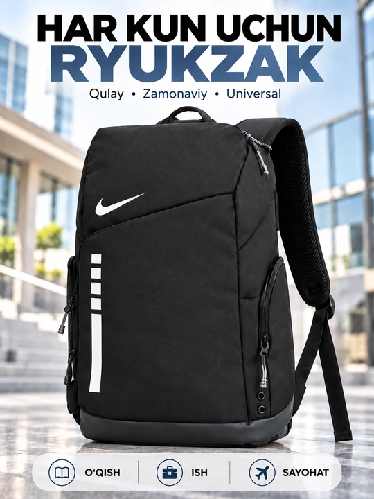 Nike Elite ryukzak erkaklar va ayollar uchun, sport, maktab, ish va o‘qish uchun, uniseks