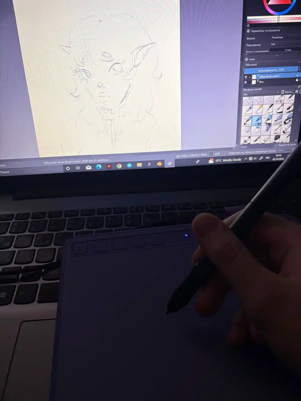 Grafik planshet Ugee S640, 16K bosim sezgirligi, 10 ta tezkor tugma, Windows va Mac uchun