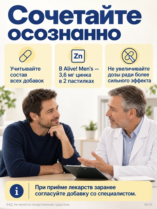 Мультивитамины для мужчин, комплекс биотин, цинк и инозитол Nature's Way Alive Men 60 таб