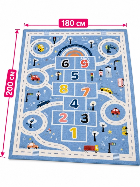 Детский игровой коврик 180×200 см, развивающий, для игр и обучения - 