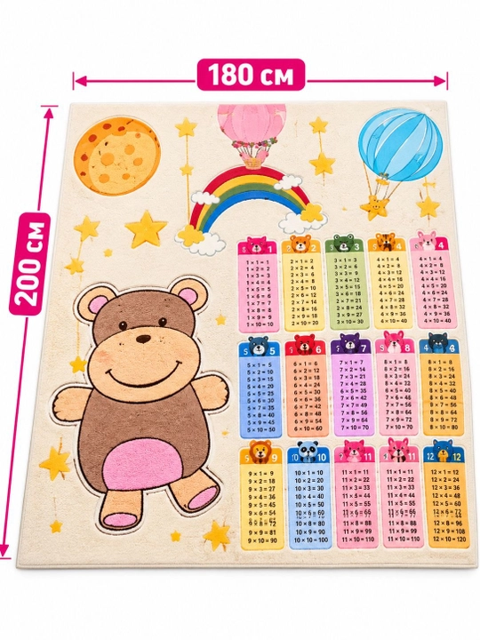 Детский игровой коврик 180×200 см, развивающий, для игр и обучения