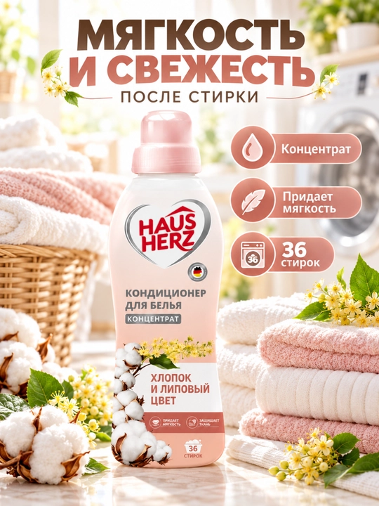 Kiyim uchun konditsioner, yumshoqlik, himoya, yoqimli hid, xushbo'y hid, Haus herz
