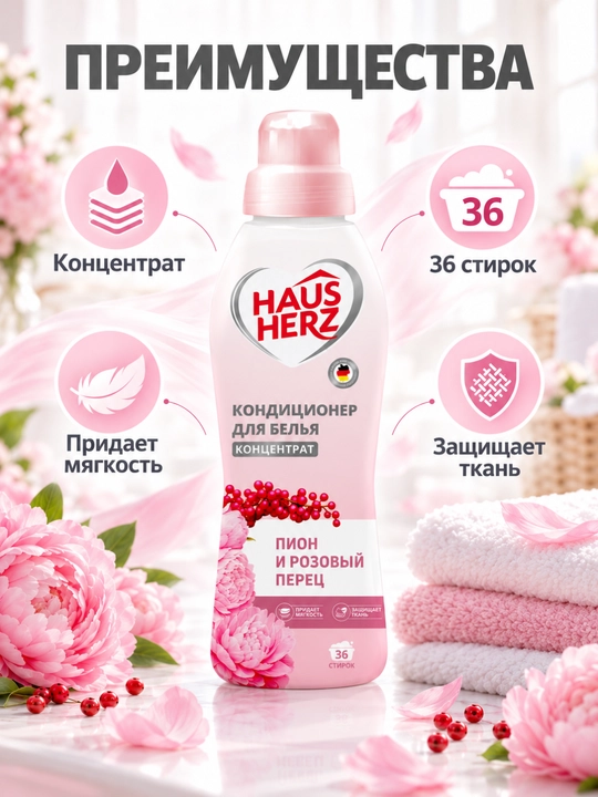 Kiyim uchun konditsioner, yumshoqlik, himoya, yoqimli hid, xushbo'y hid, Haus herz