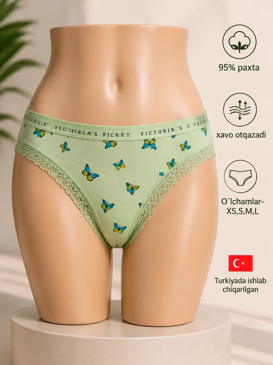 Женские трусы слипы Victoria Secret, из хлопка 95%, 1 шт, комфортные и удобные - 