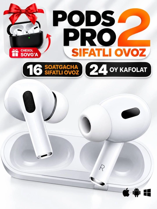 Беспроводные наушники Pods Pro 2 , Bluetooth, сенсорные, для iPhone и Android - 