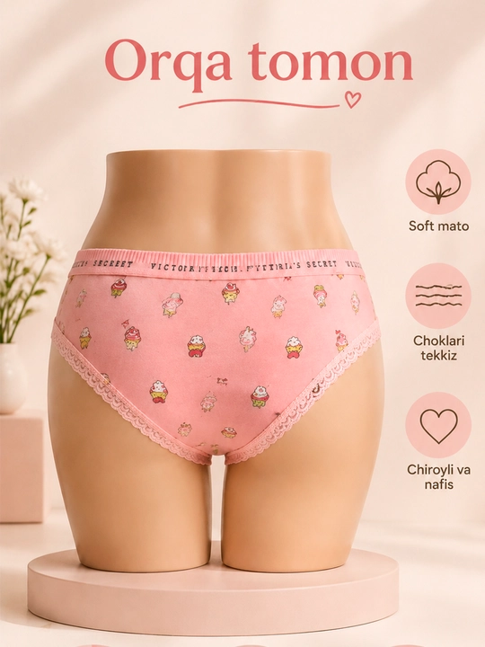 Victoria Secret ayollar slip trusiklari, 95% paxtadan, 1 dona ich kiyim
