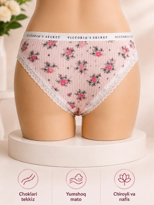 Victoria Secret ayollar slip trusiklari, 95% paxtadan, 1 dona ich kiyim