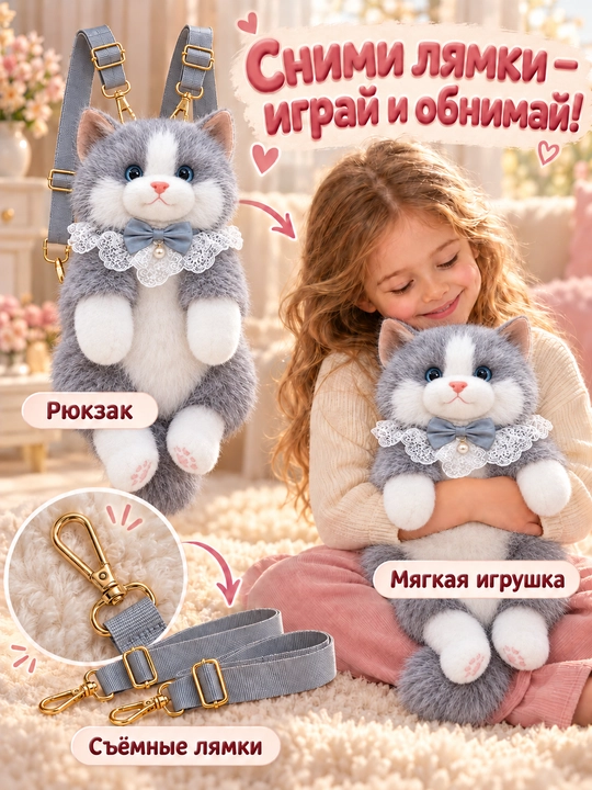 Рюкзак детский, Рюкзак с мягкой игрушкой, сумки для мальчиков и девочек, сумки