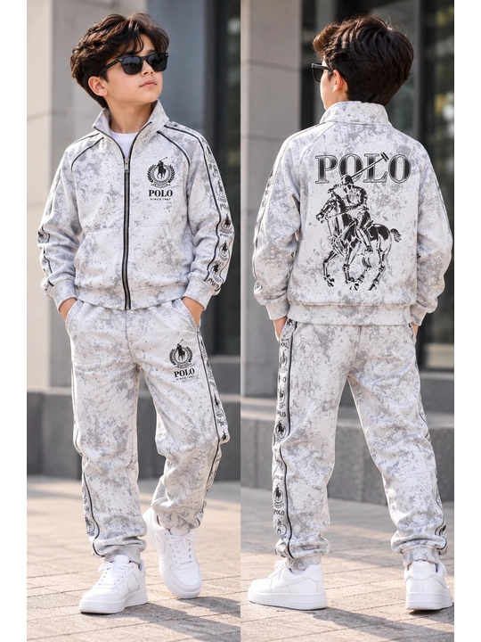 O‘g‘il bolalar uchun POLO qishki sport kostyumi, 3 ipli qalin dvoyka, 7–9 yosh