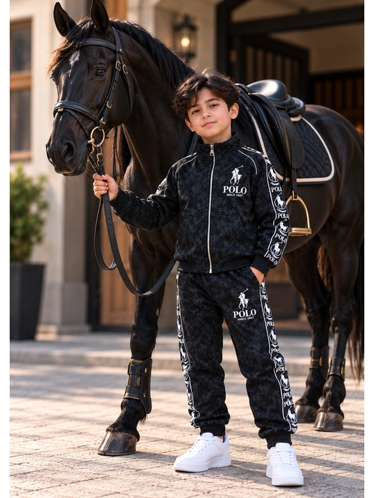 O‘g‘il bolalar uchun POLO qishki sport kostyumi, 3 ipli qalin dvoyka, 7–9 yosh - 