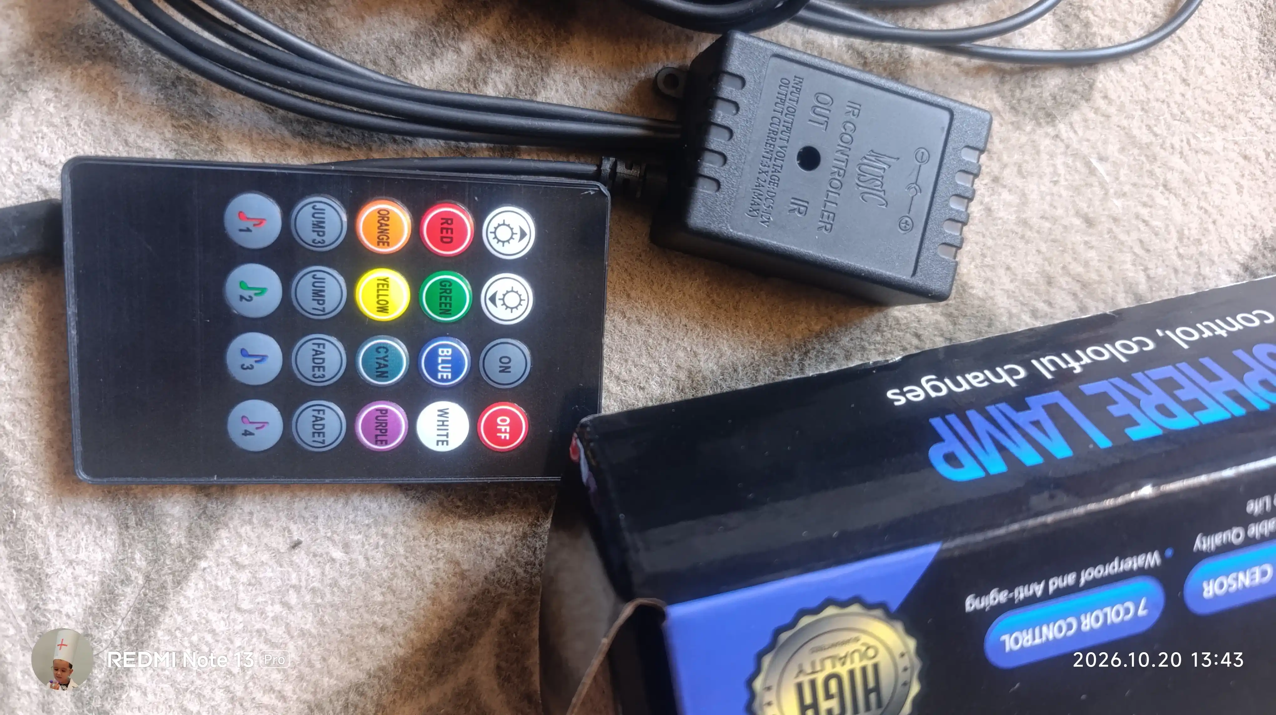 LED avtomobil yoritgichi, rang o‘zgaradi, pult, musiqa bilan sinxron