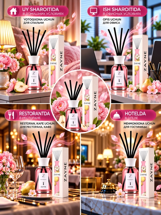 Tayoqchali Aroma Diffuzor, Bahoriy Gullar va Yashil Choy Hidi