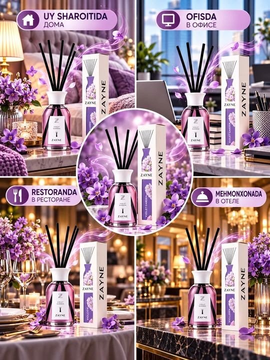 Tayoqchali Aroma Diffuzor, Bahoriy Gullar va Yashil Choy Hidi