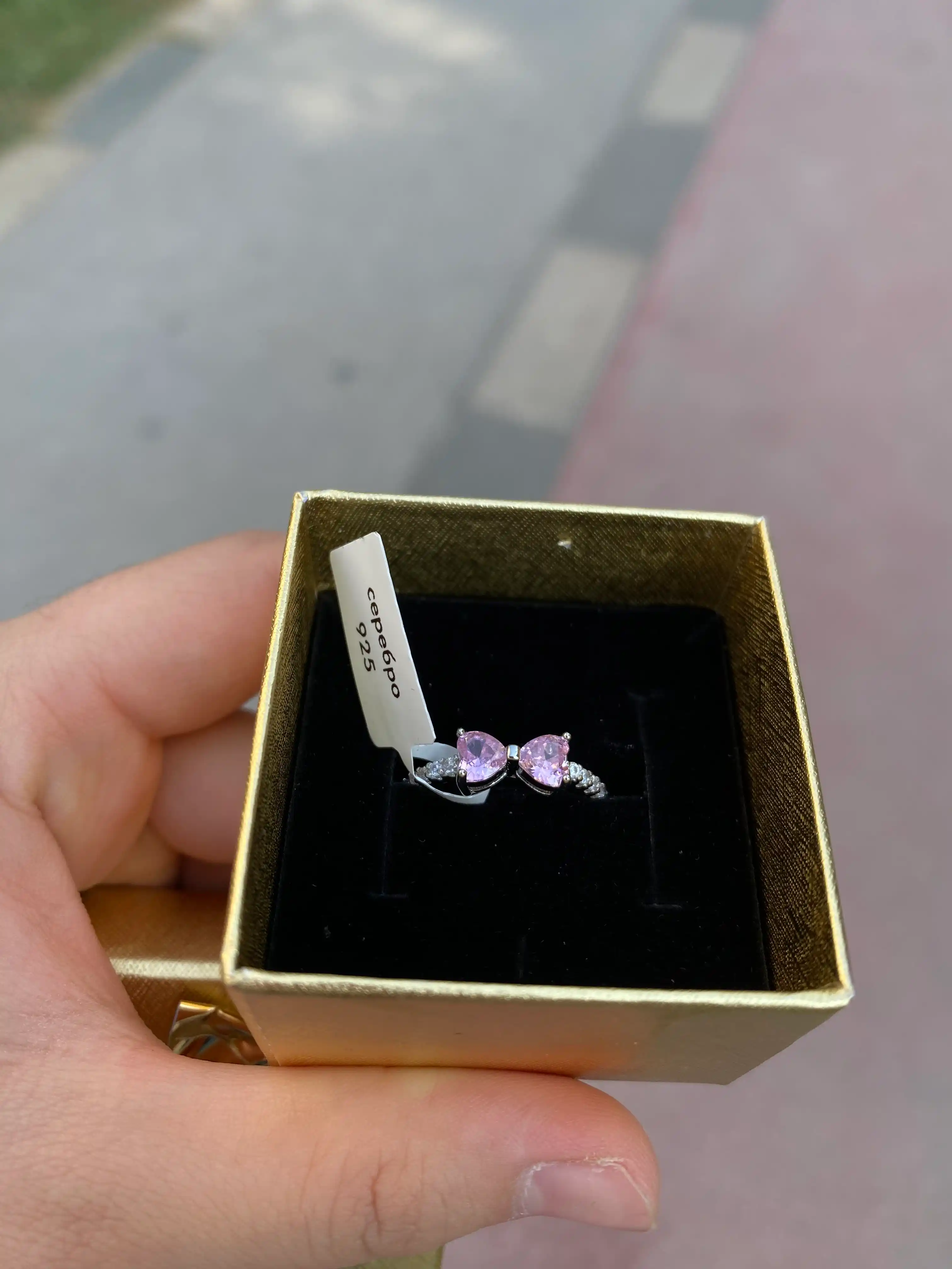 Женское кольцо из серебра 925 пробы с розовым фианитом