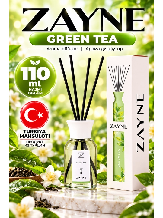 Tayoqchali Aroma Diffuzor, Bahoriy Gullar va Yashil Choy Hidi - 