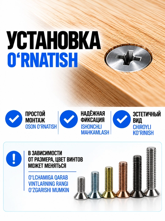 Vintlar yashirin kallali M3–M12, uzunligi 10–120 mm