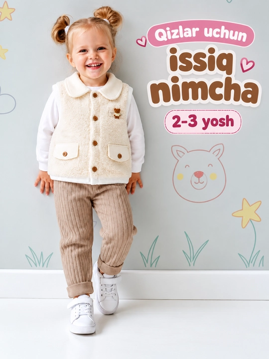 Bolalar uchun jiletka nimcha, kuz va qish uchun issiq nimcha. Razmer 2-3 yosh