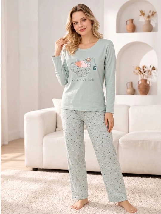 Ayollar pijamasi, uzun yengli, pijama ayollar uchun, modal, paxta, Turkiya, M–2XL