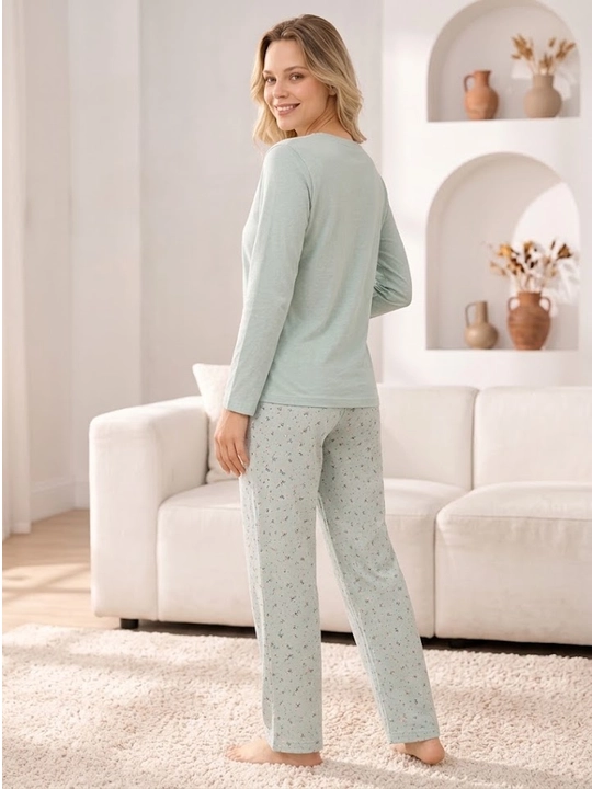 Ayollar pijamasi, uzun yengli, pijama ayollar uchun, modal, paxta, Turkiya, M–2XL
