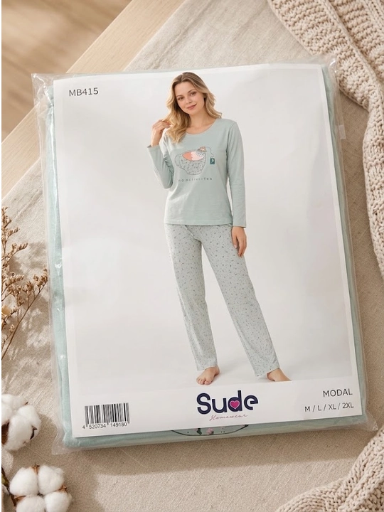 Ayollar pijamasi, uzun yengli, pijama ayollar uchun, modal, paxta, Turkiya, M–2XL