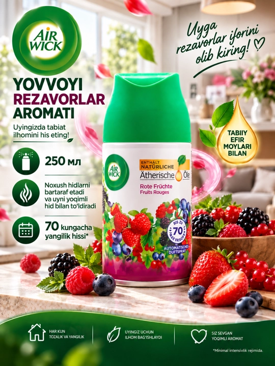 Air Wick Wild rezavorlar uchun havo spreyi uchun almashtirish shishasi, 250 ml