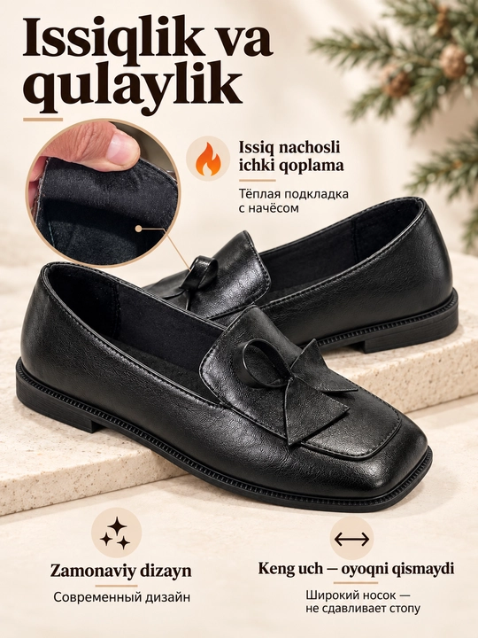 Ayollar uchun lokasin-loferlar, ekologik toza klassik poyabzal, kuz mavsumi, 36-40 o‘lcham