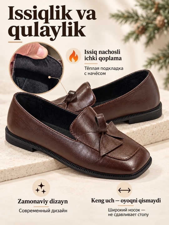 Ayollar uchun lokasin-loferlar, ekologik toza klassik poyabzal, kuz mavsumi, 36-40 o‘lcham
