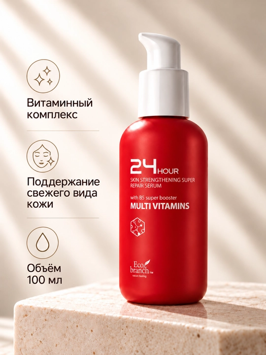 Корейская косметика Eco Branch 24 Hour, сыворотка для лица, ретинол, гиалурон, 100 мл