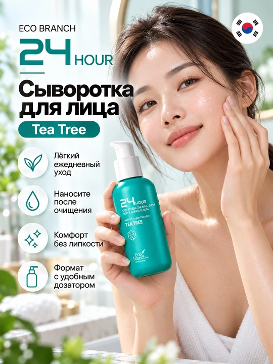 Корейская косметика Eco Branch 24 Hour, сыворотка для лица, ретинол, гиалурон, 100 мл