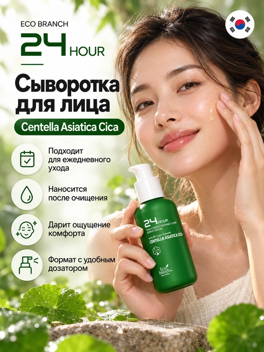 Корейская косметика Eco Branch 24 Hour, сыворотка для лица, ретинол, гиалурон, 100 мл