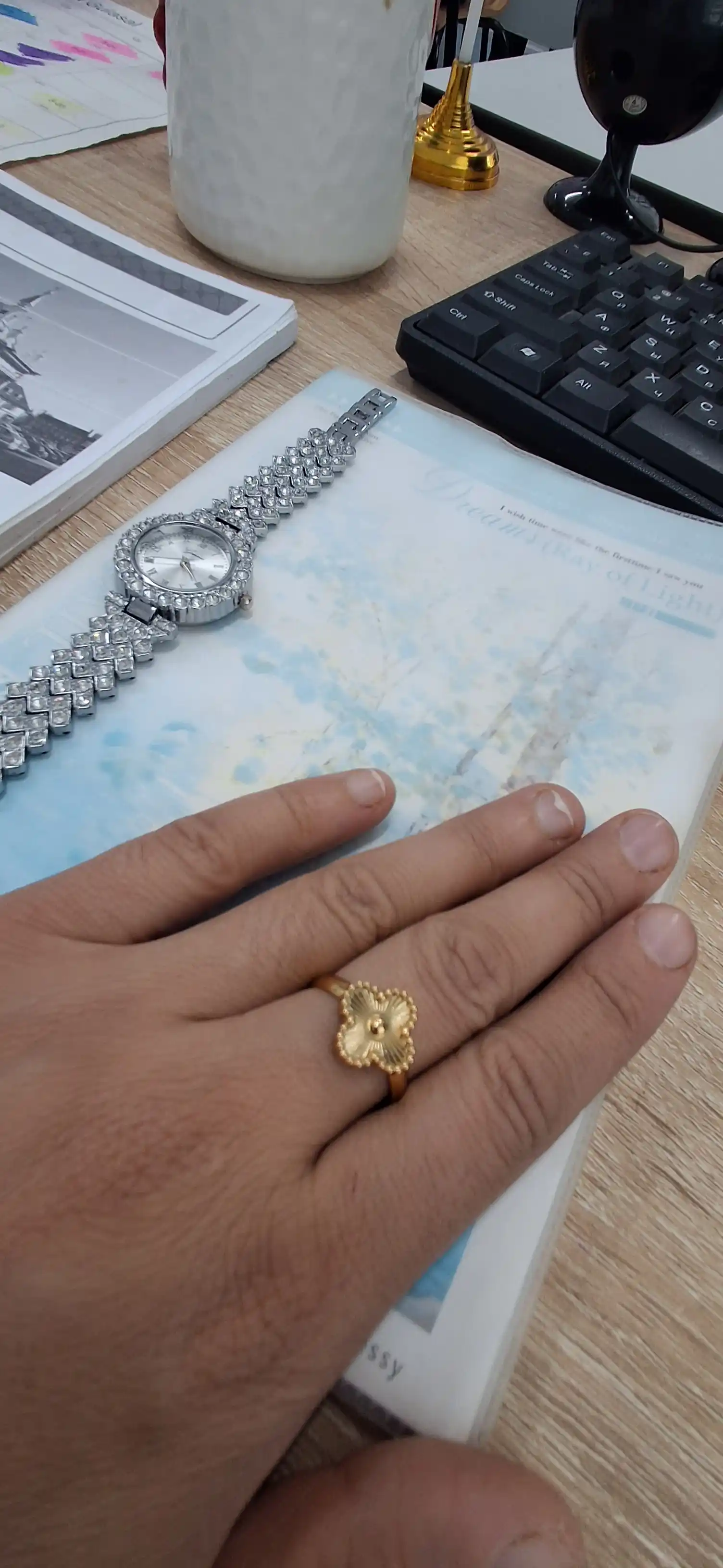 Ayollar, qizlar uchun premium 4tasi 1da to‘plam, zanjir,uzuk (16-20),bujiteriya, Van Cleef