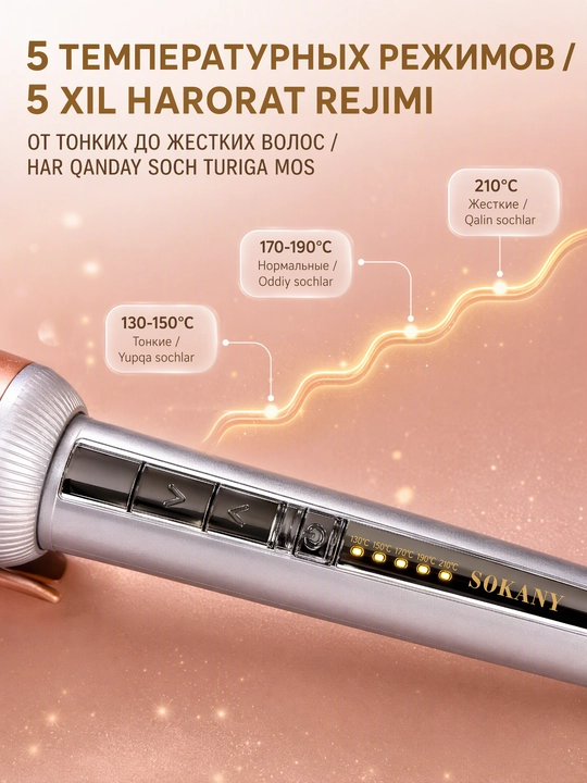 SOKANY SK-15065 avtomatik pleyka, ionizatsiya, 130-210°C, yevrovilka