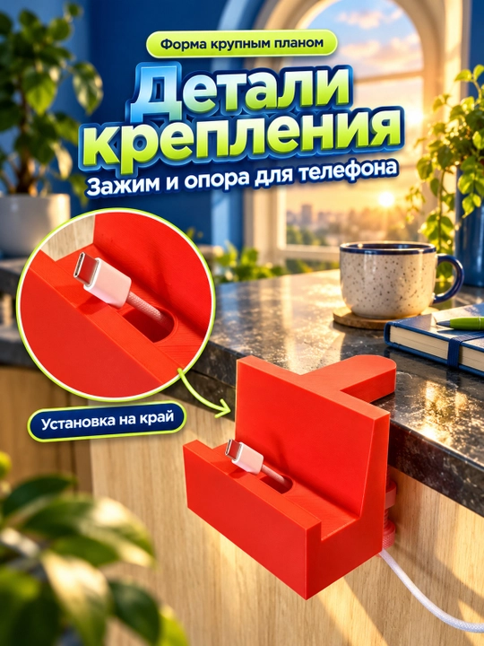 Настольный держатель для телефона с зажимом
