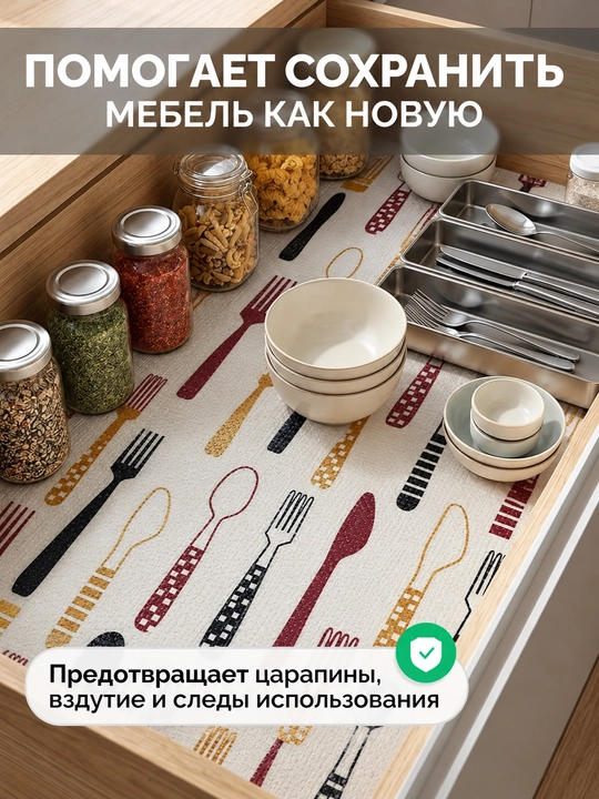 Универсальный коврик силиконовый противоскользящий для холодильника, полок, ящиков и стола