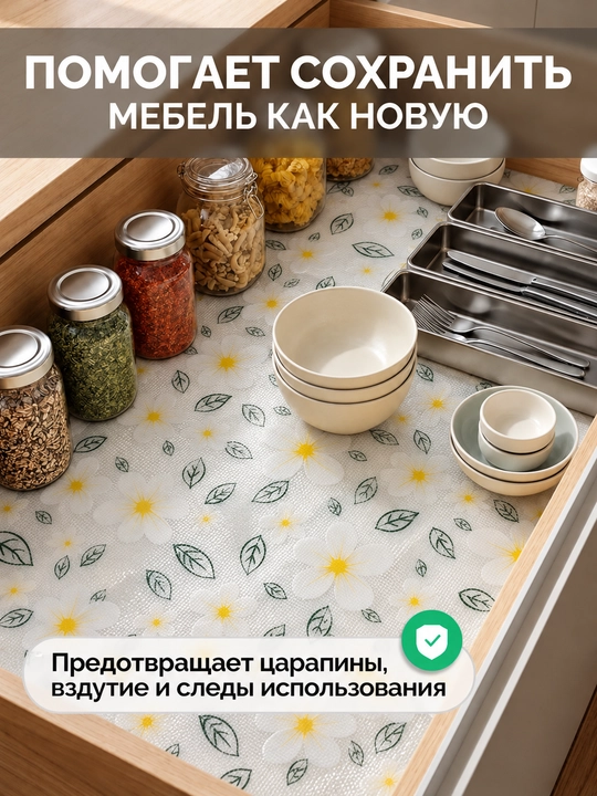 Универсальный коврик силиконовый противоскользящий для холодильника, полок, ящиков и стола