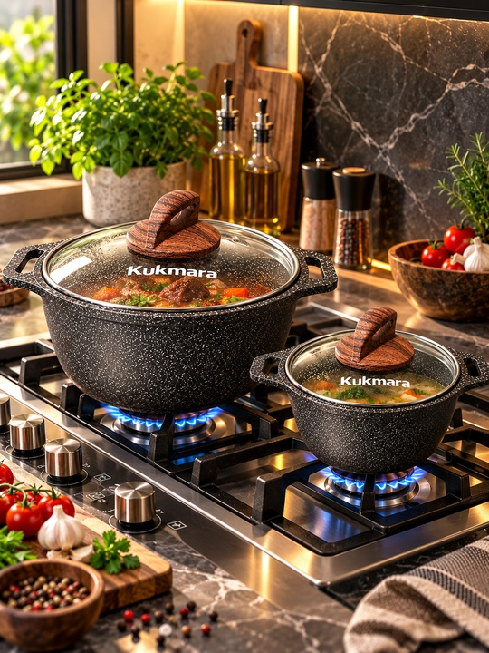 Кастрюля Kukmara Granit Ultra 6 л и 1 л с крышкой, антипригарное покрытие