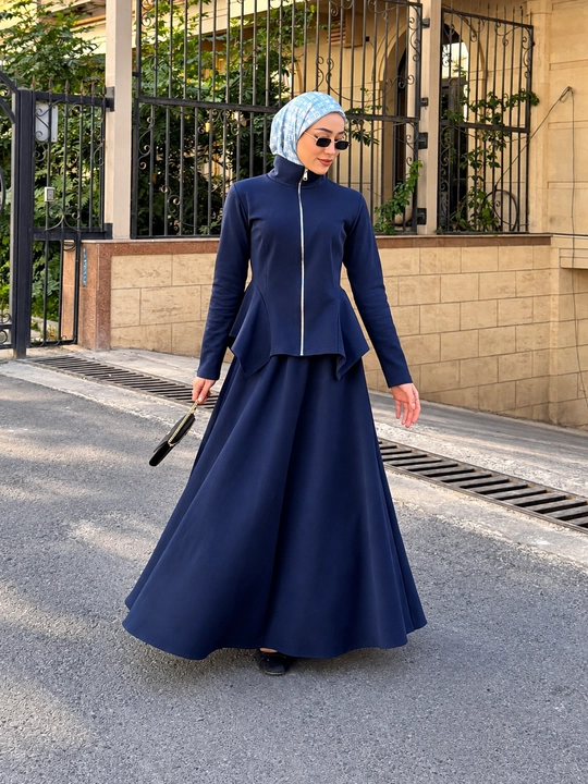 Ayollar uchun ikkilik, uzun yubka va ustki qism, erkin bichimli, standart o‘lcham