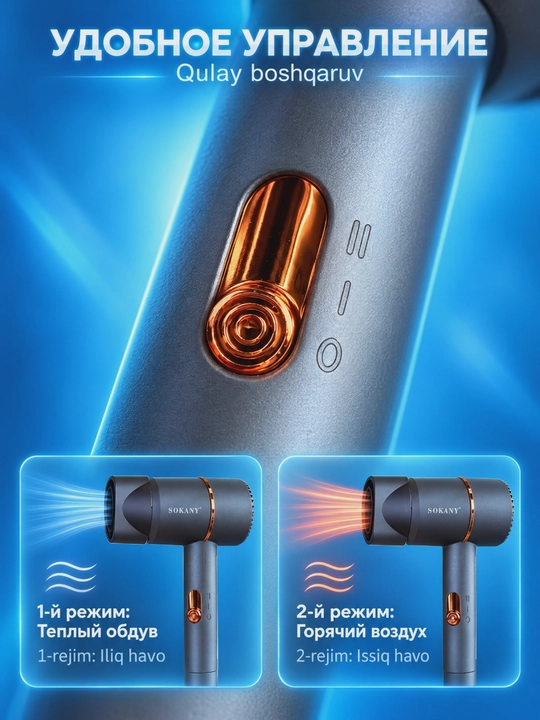 Фен для волос SOKANY SK-2202 профессиональный 1200 Вт, горячий и холодный воздух