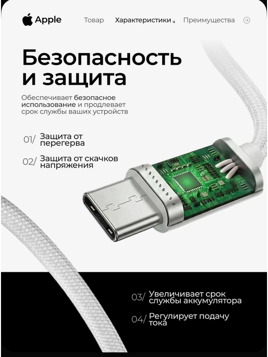 Кабель Apple Type-C / Type-C длиной 1 метр