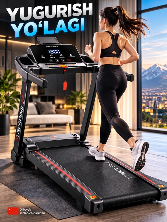 Yugurishh yulagi Uy uchun yig‘iladigan elektr yugurish yo‘lagi, 1,75 HP, 100 kg - 