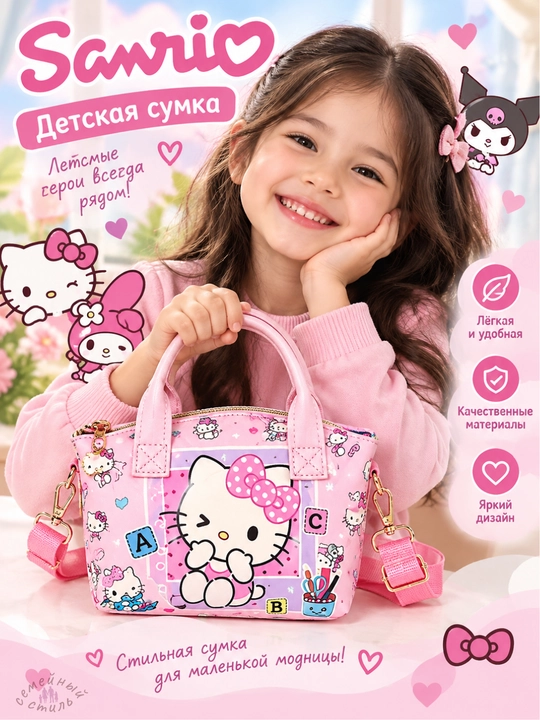Sanrio bolalar sumkasi (Kuromi, Hello Kitty, My Melody) qizlar uchun kross-bodi sumkasi - 