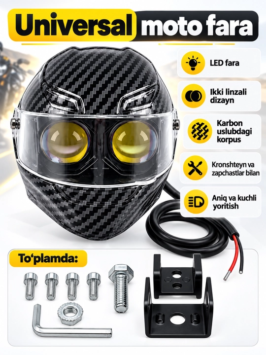 Skuter va Mototsikl uchun qo‘shimcha LED faralar, yorqin yoritish, universal o‘rnatish