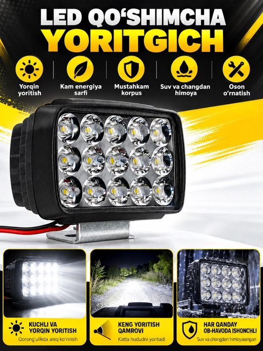 Skuter va Mototsikl uchun qo‘shimcha LED faralar, yorqin yoritish, universal o‘rnatish