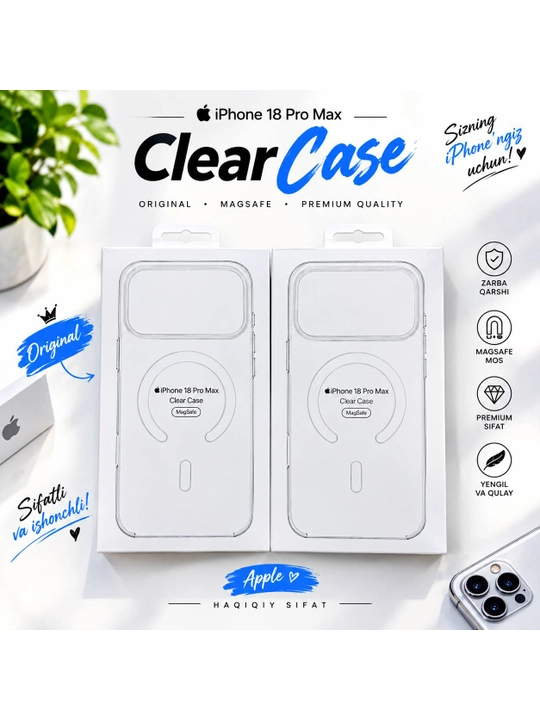 IPhone uchun shaffof magnitli g‘ilof, MagSafe bilan mos, himoyalovchi chexol - 
