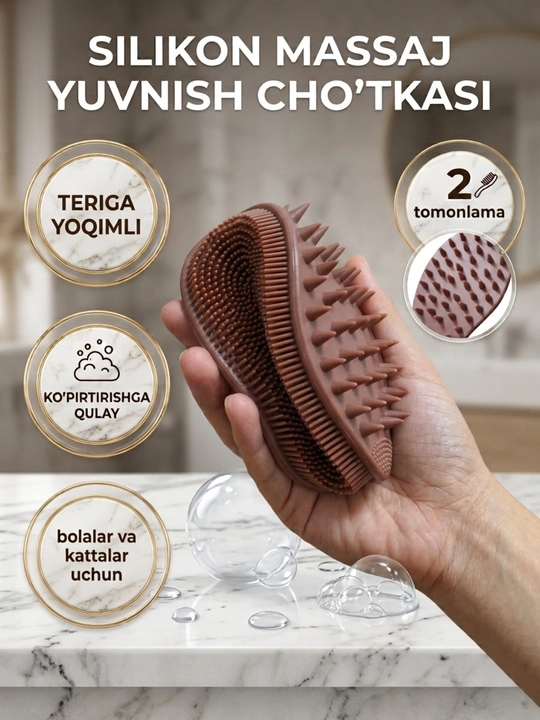 Yuvish uchun silikon massaj cho‘tkasi