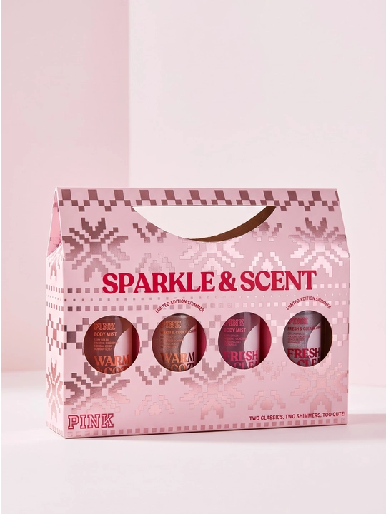 Подарочный набор мистов для тела Victoria's Secret PINK Sparkle & Scent 4 шт. по 75 мл