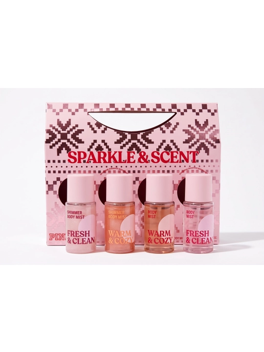 Подарочный набор мистов для тела Victoria's Secret PINK Sparkle & Scent 4 шт. по 75 мл - 