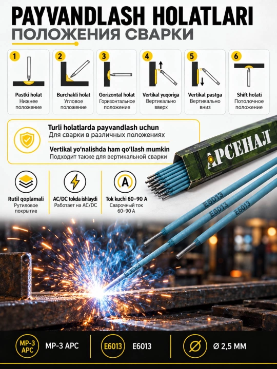 PROTEX payvandlash elektrodi, svarka elektrodi, elektrod 2.5 3.0 4.0 ARSENAL
